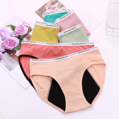 Image of Demifill Teen Girls Period Panties Juniors First Period Starter Underwear Soft Briefs Pack of 6 Multipack
