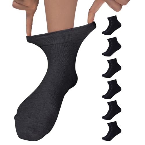 Image of Women's Diabetic Socks - 6 Pairs, Non-Binding, Soft Cotton, Comfort Fit, Breathable & Trendy, Made in Korea, Size 5-9