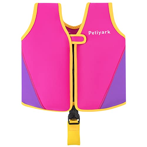 Schwimmweste Kinder, ‎Petiyark Neopren ideale Schwimmhilfe für Baby Assist Bademode Schwimmtraining mit Einstellbare Sicherheits Straps für Jungen und Mädchen - Rosa,S(2-3)