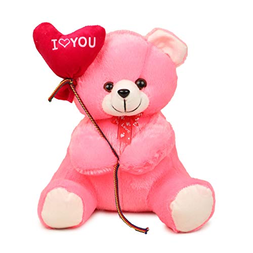 Image of CHIRKUT I Love You' Balloon Heart with Teddy Bear Soft Toy Teddy Bear Plush Stuffed Toy Cute & Romantic Plush Gift for Girlfriend, Boyfriend, Wife Valentine (Pink) (BOLLON Teddy Pink)