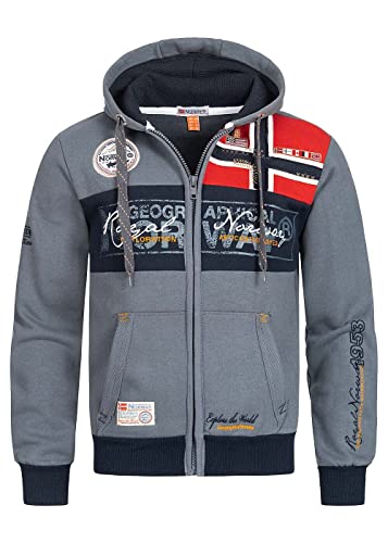 Geographical Norway Sweat à Capuche entièrement zippé en Molleton pour Homme modèle Flyer,L,Gris