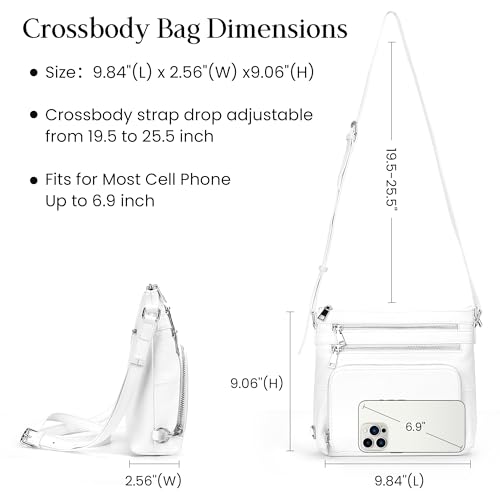 befen White Genuine Leather Crossbody Purses for Women, Ladies Anti-Theft Medium Crossbody Shoulder Bags with Built in RFID Blocking Wallet by befen - Image 5