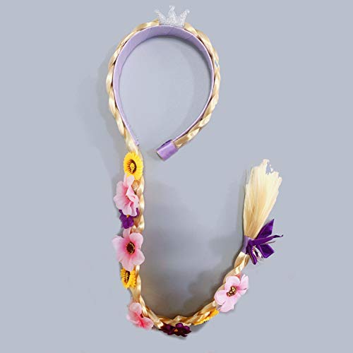 Tatibana Princess Dress Up Wigs, Princess Rapunzel Long Braided Wig Headbands With Tiara Flowers Adorn For Girls Costume Accessories #TOP3