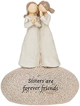 NAZUSA Angels Sisters are Forever Friends Sentimental Pebble Gift, White - Image 3
