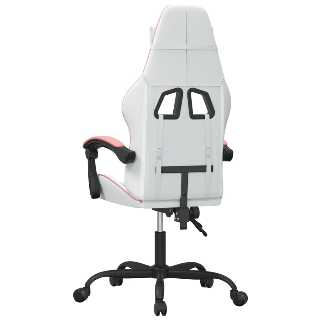 Tomostar Chaise Gaming, Chaise de Jeu Fauteuil Gamer Fauteuil de Bureau Blanc et Rose Similicuir
