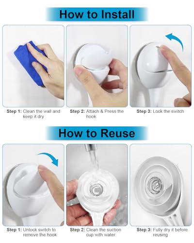 4-Pack JOTPE Suction Cup Shower & Bathroom Hooks (White) - image 7