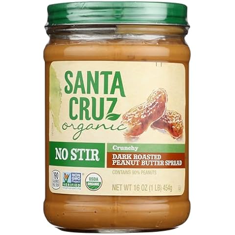 SANTA CRUZ ORGANIC Organic No Stir Dark Roast Crunchy Peanut Butter Spread, 16 OZ Cover