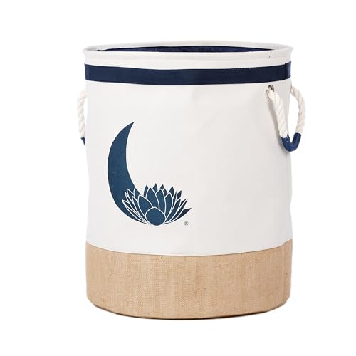 Cesto Portabiancheria Grande 62L in Juta con Manico in Corda Resistente – Pieghevole, Rotondo con Coulisse – Porta Biancheria per Camera da Letto, Bagno (Avorio, L)