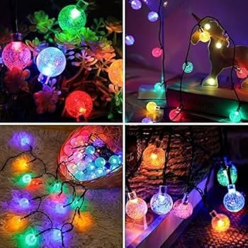 Image of ZALAR 18 LED RGB Bubble Ball String Lights for Home Decoration | Crystal Ball Fairy Lights for Bedroom, Balcony, Garden, Diwali, Christmas, Wedding, Birthday Party Decor