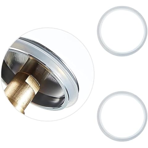 Sink Plug Rubber Seal, 2 Pcs Clear Waste Sink Plug Washer Basin Click Plug Pop Up Plug Washer Clear Rubber Bath Plug Seal Spare Seal Lip Bath Plug O Ring Sealing Gasket Rubber Seal for Metal Plug Cover