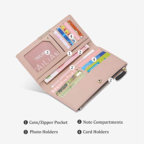 Wallet Women RFID Small Womens Wallet Slim Multi Card Wallet Case Credit Card Holder for Women Leather Wallet Lady Zipper Coin Pocket & ID Window & Money Organizers3