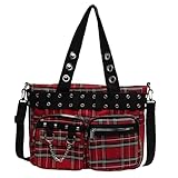 Goth Punk Crossbody Bag, Gothic Steampunk Handbag Purse for Women, Y2K Emo Hobo Satchel Shoulder Tote (Red)