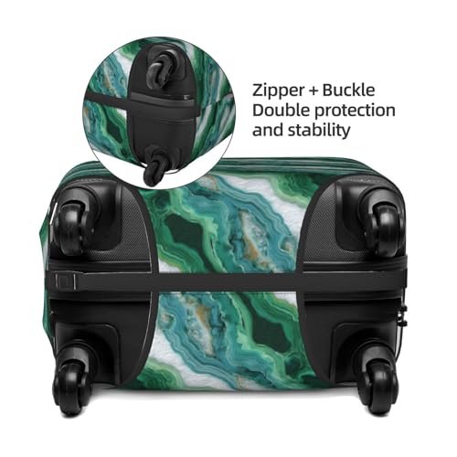 Marble Texture White And Green Elastic Travel Luggage Covers Dustproof Scratch-Resistant Suitcase Protector Fit 22-24 Inch2