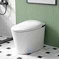 GarveeTech Smart Toilet, Auto Flush Smart Toilet, Modern Toilet for Bathroom, Elongated Smart Tankless Toilet with Heated Seat, Foot Sensor Operation, Automatic Flush, LED lights, White