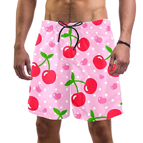Maillots de bain pour hommes HadHfun à motif cerise et points roses pour la plage