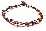 Wood Beaded Brown Hemp Anklet - Handmade