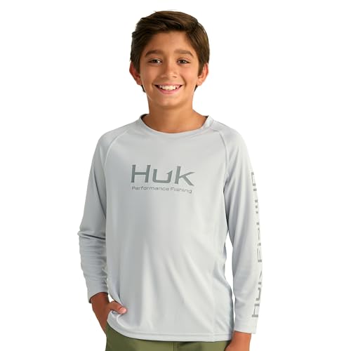 Image of HUK Boys Pursuit Solid Long Sleeve Shirt, Fishing Shirt for Kids