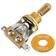 3 Way Toggle Switch with Metal Tip and Rhythm Treble Plate for Les Paul Electric Guitar Replacement Parts Gold