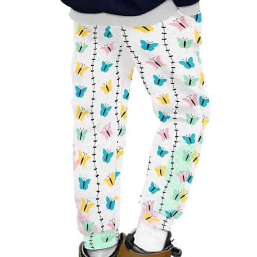 AmzPrint Butterfly Sweatpants for Girls Black Long Casual Fall Trendy Athletic Travel Lounge Trousers Pants with Pockets2