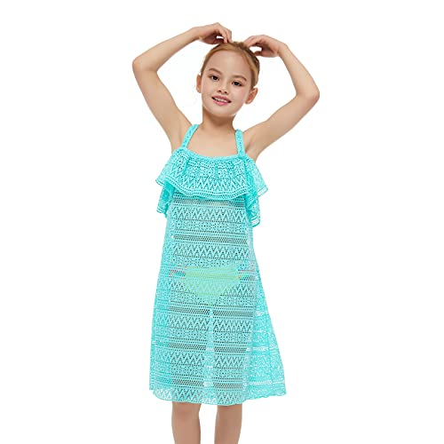 Jimmy Baha·mas Girls Swimsuits Cover-ups Off Shoulder Ruffled Hollow Beach Dress Cover Up for Kids4