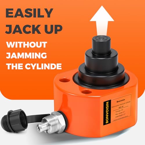 Image of Bonvoisin Hydraulic Ram Jack 30T Low Profile Porta Power Cylinder Multi-Section 2.13 inch Stroke Lifting Cylinder for Machinery Shipbuilding Bridge Construction
