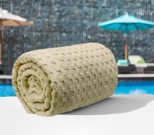 Image of Cotton Waffle Pattern | Large Size| Unisex | Good Water Absorbent Beach /Bath Towel - Pack of 1 (Beige)