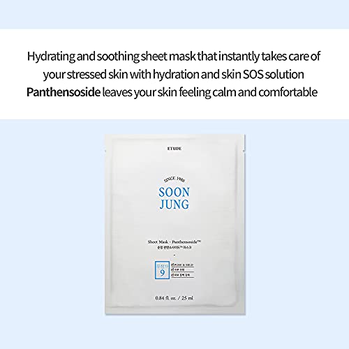 Etude House Soonjung Sheet Mask Panthensoside [10 pcs SET] (21AD) | Hydrating and Soothing Facial Sheet Mask for a Skin SOS Solution - Thumbnail 3