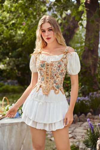 Image of Scarlet Darkness Corset Tops for Women Floral Renaissance Bustier Bodice