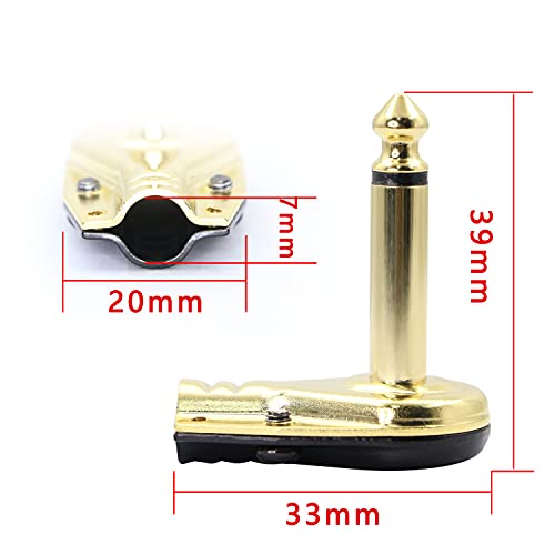 Conector plano pancake 6.35mm ángulo 90° dorado 2 pcs miniatura 3