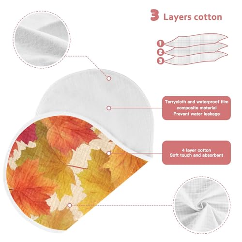 Maple Leaves Fall Burp Cloths Baby Boys Girls Absorbent Soft Cotton Burping Cloths Rags, 1 Pack3