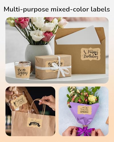 Image of Phomemo Thermal Labels- Khaki Fancy Shape Label Sticker, 1.96 inch x 3.14 inch Self-Adhesive Labels for M110 /M100 /M220 /M250 label Printers, 50x80mm Thermal Paper for Gift, Candle, Logo, Baking Box, 90pcs /Roll