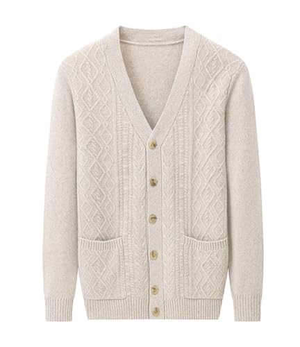 Men's Buttons Cardigan Solid Sweater Wool Knitted V-Neck Sweater Thick Long Sleeve Sweater3