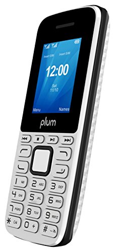 Plum Unlocked Cell Phone GSM Worldwide Dual Sim Camera FM Radio Bluetooth MP3 Play SD Card Slot Feature, 1.8" - White