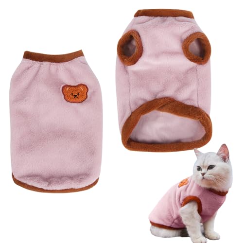 Baumwoll-Katzenkleidung, Warmer Winter-Katzenpullover für Katzen, kleine Hunde, niedlicher Katzenpullover, Weste, Haustierkleidung für Chihuahua, Yorkshire, walisischer Corgi (Rosa, S)