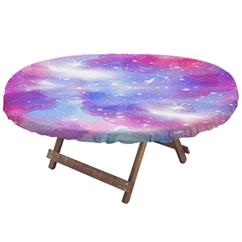 Starry Sky Oval Fitted Tablecloth, Cosmic Starry Style Theme, For Kitchen Dining, Party, Holiday, Christmas, Buffet, Fits 48" X 68" Table #TOP1