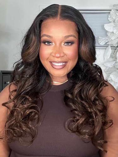 Image of Beauty Forever V Part Wig Human Hair Black to Chestnut Brown Ombre Body Wave Wig Upgrade U Part Wigs Glueless Full Head Clip In V Shape Wigs No Leave Out None Lace Front Wig 150% Density 24inch