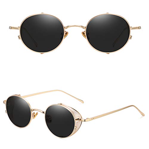 kachawoo Steampunk Sunglasses Side Shields Metal Women Vintage Round Sun Glasses for Male Hollow4