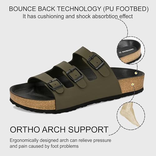 Image of Centrino Men's Berkin-Style Slip-On Sandals | Open Toe Design | Soft PU Footbed | Lightweight & Comfortable | Arch Support | On-Grip Sole | Casual Outdoor Wear (9208)