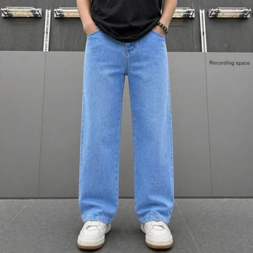 Image of ADBUCKS Children's Loose-Fitting Denim Pants with Buttons, Casual Wide-Leg Style