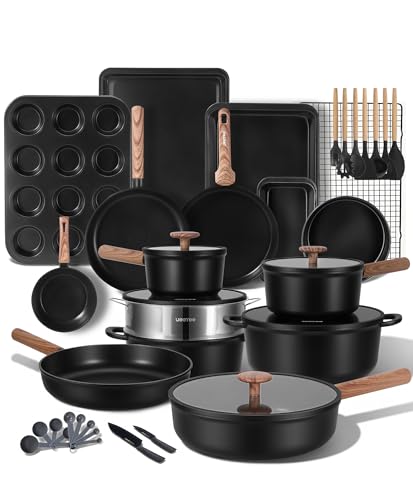JEETEE 50-Piece Titanium Pots and Pans Set NonStick with 6pc Bakeware
