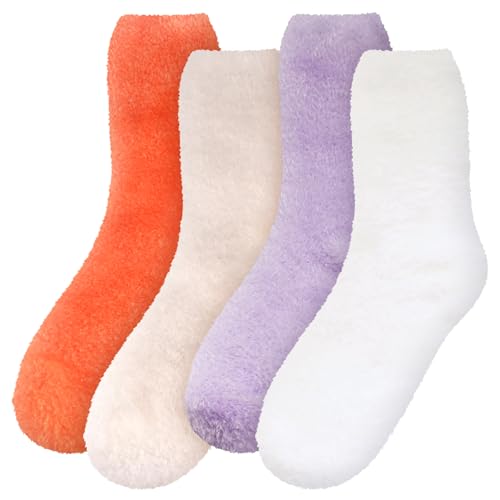 Image of BambooMN Women's Fuzzy Soft Colored Socks