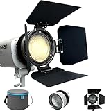 DFCINE 10X Lente Fresnel con Attacco Bowens e Alette a 4 Foglie, Fascio Regolabile 10°–45°, Zoom a Fuoco Posteriore per Luci COB ≤200W, Modellazione della Luce per Riprese Cinematografiche