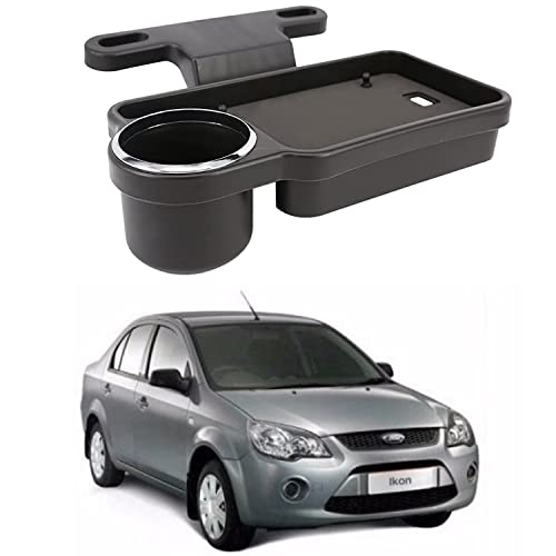 Image of Oshotto (FT-04) Foldable Car Auto Headrest Rear Back Seat Table Drink Food Cup Tray Holder Compatible with Ford Ikon - Black
