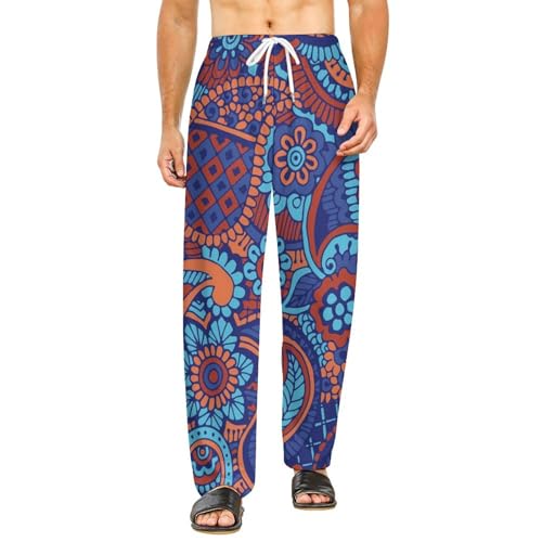 Paisley Flowers Pajamas for Adult Bottoms Lounge Pants Sleepwear Loungewear with Elastic Waistband Unisex