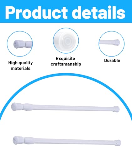 Image of 2 PCS Adjustable Curtain Rod Without Drilling, Tension Rods for Curtains, Extendable Curtain Rod for Windows, Bathroom, Closet, Dorm Rooms, 15-27 Inches