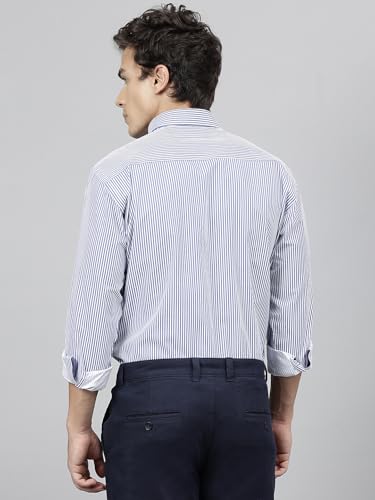 Image of Hancock Standard Slim Fit Striped Button-Down Collar Pure Cotton Casual Shirt(9607White-Red)