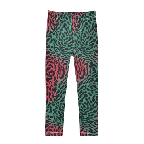 ALAZA Girls' Leggings Children's Yoga Pants Skinny Printed Dance Cheetah Leopard Green Red Comfortable 4T