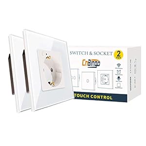 CNBINGO WLAN-Stopcontact, 16 Amp Glass Smart Stopcontact Werkt met Alexa (Echo, Echo Dot), Google Home, App-besturing…
