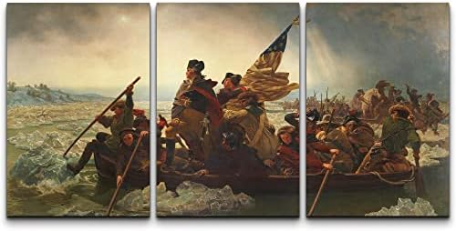 wall26 Canvas Print Wall Art Set Washington Crossing The Delaware by Emanuel Leutze Cultural Historic Oil Painting Fine Art ReproductionColorful for Living Room, Bedroom, Office - 24"x36" x 3 Panels