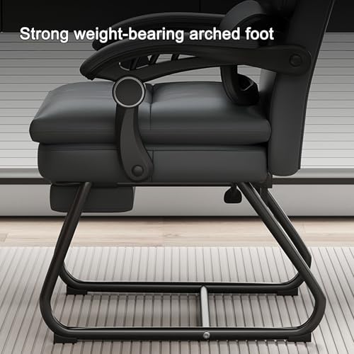 Relaxsessel mit Liegefunktion Modern Erste Schicht Rindsleder Bürostuhl Fernsehsessel mit Gestängearmlehnen und Fußstützen für Wohnzimmer, Schlafzimmer(Brown) – Bild 4